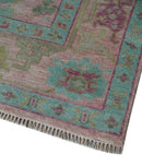 9x12 Hand Knotted Pink, Aqua and Purple Vibrant colorful Oushak Wool Area Rug