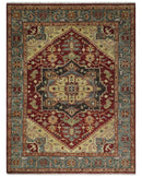 9x12 Hand Knotted Red and Gray Traditional Persian Heriz Serapi Wool Rug | TRDCP952