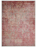 9x12 Hand Knotted Red and Pink Modern Carved Pattern Antique Wool and Silk Area Rug