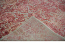 9x12 Hand Knotted Red and Pink Modern Carved Pattern Antique Wool and Silk Area Rug