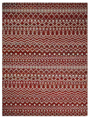 9x12 Hand Knotted Maroon and White Modern Contemporary Southwestern Tribal Trellis Recycled Silk Area Rug | OP15