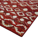 9x12 Hand Knotted Maroon and White Modern Contemporary Southwestern Tribal Trellis Recycled Silk Area Rug | OP15