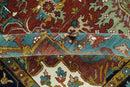9x12 Hand Knotted Rust, Aqua and Blue Traditional Heriz Vintage Style Wool Rug