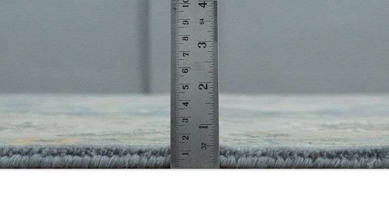 9x12 Hand Knotted Silver and Blue Traditional Heriz Serapi Antique Wool Rug, Living Room and Bedroom Rug