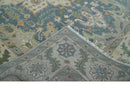 9x12 Hand Knotted Silver and Blue Traditional Heriz Serapi Antique Wool Rug, Living Room and Bedroom Rug