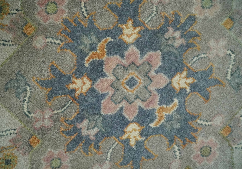 9x12 Hand Knotted Silver and Blue Traditional Heriz Serapi Antique Wool Rug, Living Room and Bedroom Rug