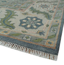 9x12 Hand Knotted Silver and Blue Traditional Heriz Serapi Antique Wool Rug, Living Room and Bedroom Rug