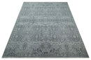 9x12 Hand Knotted Silver, Ivory and Charcoal Traditional Antique Style Wool Rug