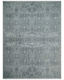 9x12 Hand Knotted Silver, Ivory and Charcoal Traditional Antique Style Wool Rug