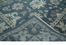 9x12 Hand Knotted Teal and Silver Traditional Oushak Wool Area Rug