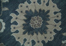 9x12 Hand Knotted Teal and Silver Traditional Oushak Wool Area Rug