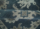 9x12 Hand Knotted Teal and Silver Traditional Oushak Wool Area Rug