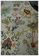 9x12 Ivory vibrant Colorful Hand knotted Oushak wool Area Rug