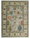 9x12 Ivory vibrant Colorful Hand knotted Oushak wool Area Rug