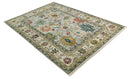 9x12 Ivory vibrant Colorful Hand knotted Oushak wool Area Rug