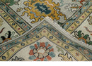 9x12 Ivory vibrant Colorful Hand knotted Oushak wool Area Rug