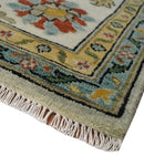 9x12 Ivory vibrant Colorful Hand knotted Oushak wool Area Rug