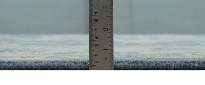 9x12 Medallion Hand Knotted Ivory, Teal and Olive Traditional Wool Area Rug