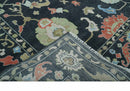9x12 Modern Hand Knotted Black and Multicolor Traditional Oushak Wool Rug