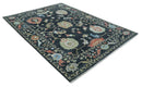 9x12 Modern Hand Knotted Black and Multicolor Traditional Oushak Wool Rug