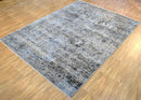 Gray Transitional Hand Knotted Wool and Bamboo Silk Area Rug 9x12