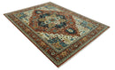 9x12 Rust and Ivory Fine Hand Knotted Traditional Heriz wool area rug