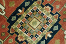 9x12 Rust, Ivory and Blue fine Hand Knotted Traditional Heriz wool area rug