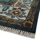 9x12 Rust, Silver, Blue and Ivory Hand Knotted Traditional Heriz Serapi Wool Area Rug