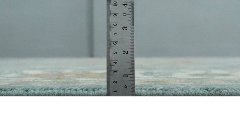 9x12 Silver, Gray and Ivory Hand Knotted Traditional Wool Area Rug