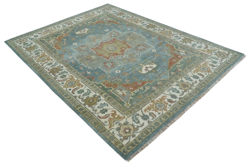 9x12 Silver, Gray and Ivory Hand Knotted Traditional Wool Area Rug