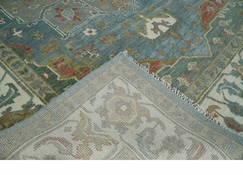 9x12 Silver, Gray and Ivory Hand Knotted Traditional Wool Area Rug