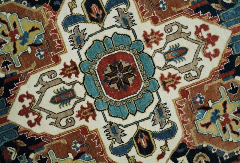 9x12  Traditional Fine Premium Ivory, Black and Brown Hand knotted wool Area Rug