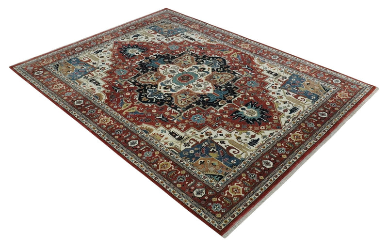 9x12  Traditional Fine Premium Ivory, Black and Brown Hand knotted wool Area Rug