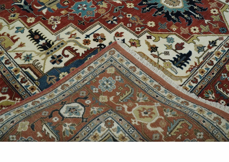 9x12  Traditional Fine Premium Ivory, Black and Brown Hand knotted wool Area Rug