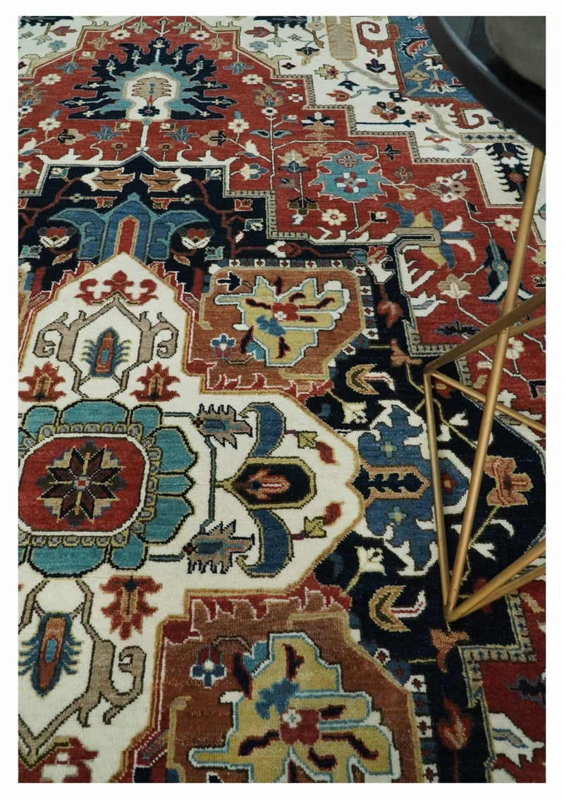 9x12  Traditional Fine Premium Ivory, Black and Brown Hand knotted wool Area Rug