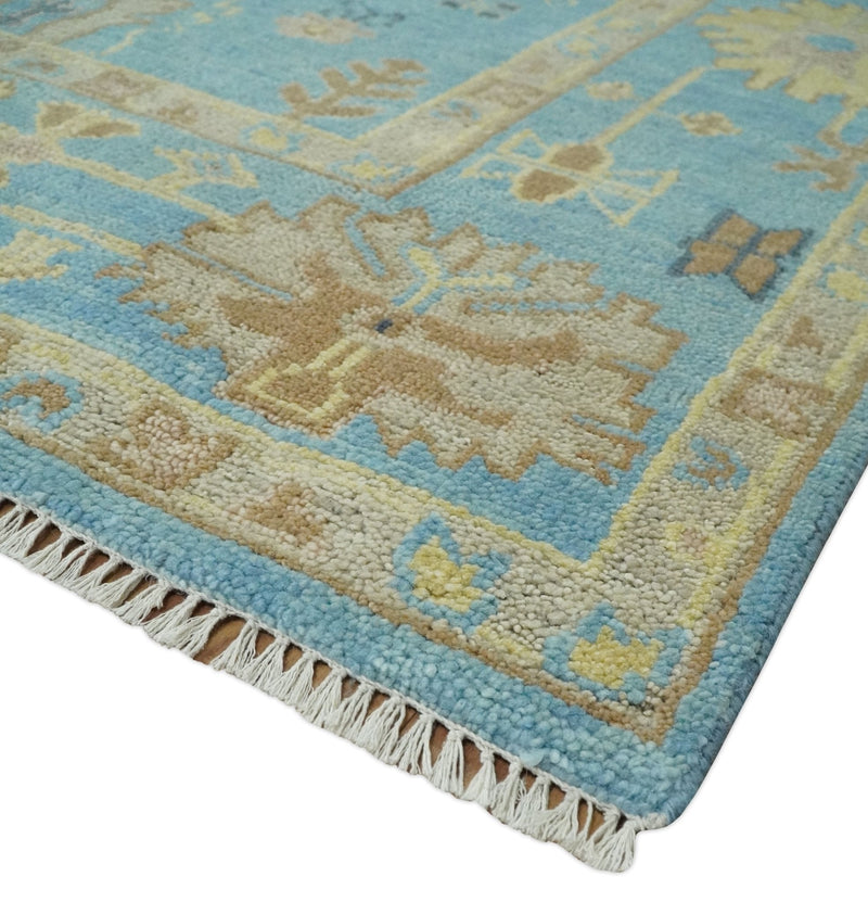 9x12 Wool Traditional Persian Blue and Beige Hand knotted Oushak Area Rug | TRDCP1094912