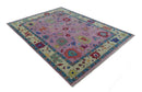 8x10 and 9x12 Wool Traditional Pink, Beige and Blue Vibrant Colorful Hand knotted Oushak Area Rug by The Rug Decor