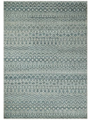 9x13 Hand Knotted Ivory and Teal Blue Modern Contemporary Southwestern Tribal Trellis Recycled Silk Area Rug | OP51