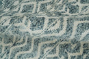 Ivory and Teal Blue Hand Knotted Southwestern Tribal Trellis Area Rug 9x13 Recycled Silk