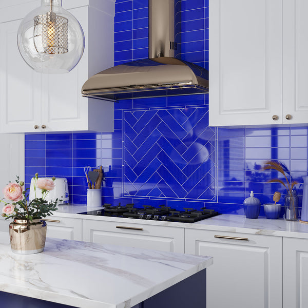Cobalt Blue 3x12 Glossy Subway Glass Tile (20 pack, 5 sq ft/case), photo 2 of 8