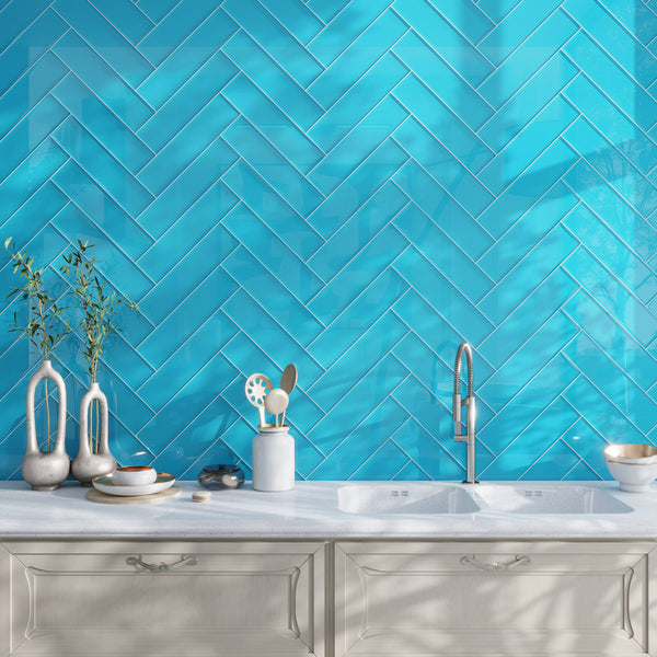 Sapphire Blue 4x16 Glossy Subway Glass Tile (12 pack, 5.33 sq ft/case)