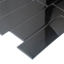 Black 4x16 Glossy Subway Glass Tile (12 pack, 5.33 sq ft/case) - Sample
