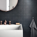 Black 12x12 Glossy Square Glass Mosaic Tile (10 pack, 9.67 sq ft/case)