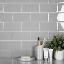 Gray 3x6 Glossy Subway Glass Tile (40 pack, 5 sq ft/case)