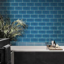 Cerulean Blue 3x6 Glossy Subway Glass Tile (40 pack, 5 sq ft/case) - Sample