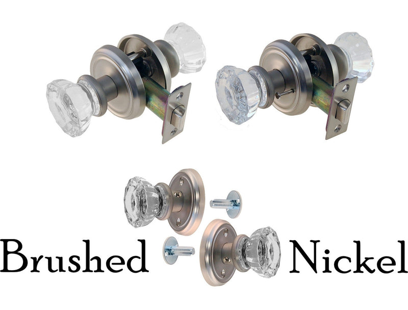 Fluted Glass Doorknob Set with Detailed Rosettes