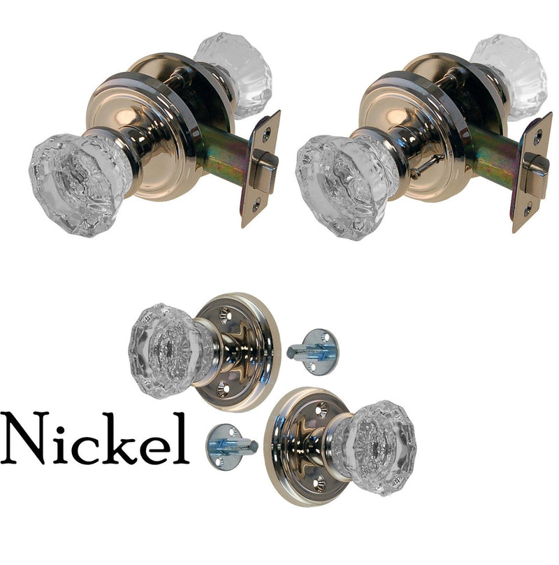 Fluted Glass Doorknob Set with Detailed Rosettes