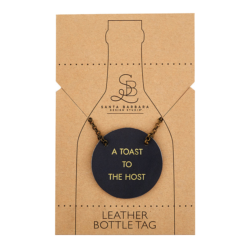 A Toast to the Host Leather Wine Bottle Tag