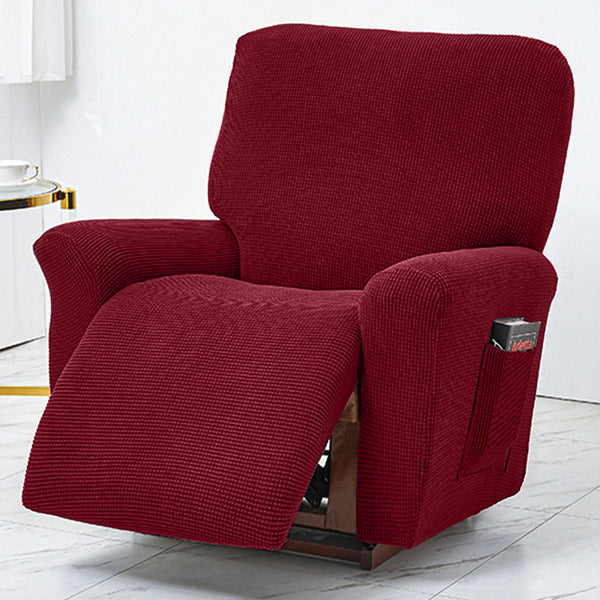 Polar Fleece Recliner Chair Cover, 4-Piece Soft Plush Slipcover with Pocket for Reclining Chairs, photo 2 of 15