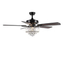 GobekUsa Crystal Ceiling Fan with Light & Remote Control, 52 Inch Luxury Design